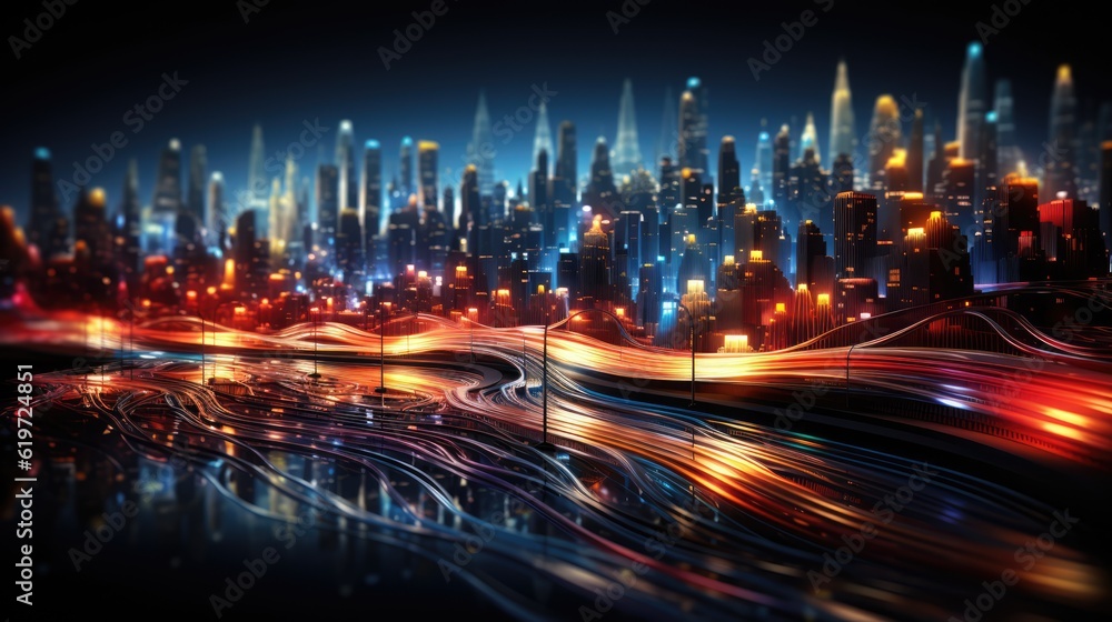 Night city landscape background