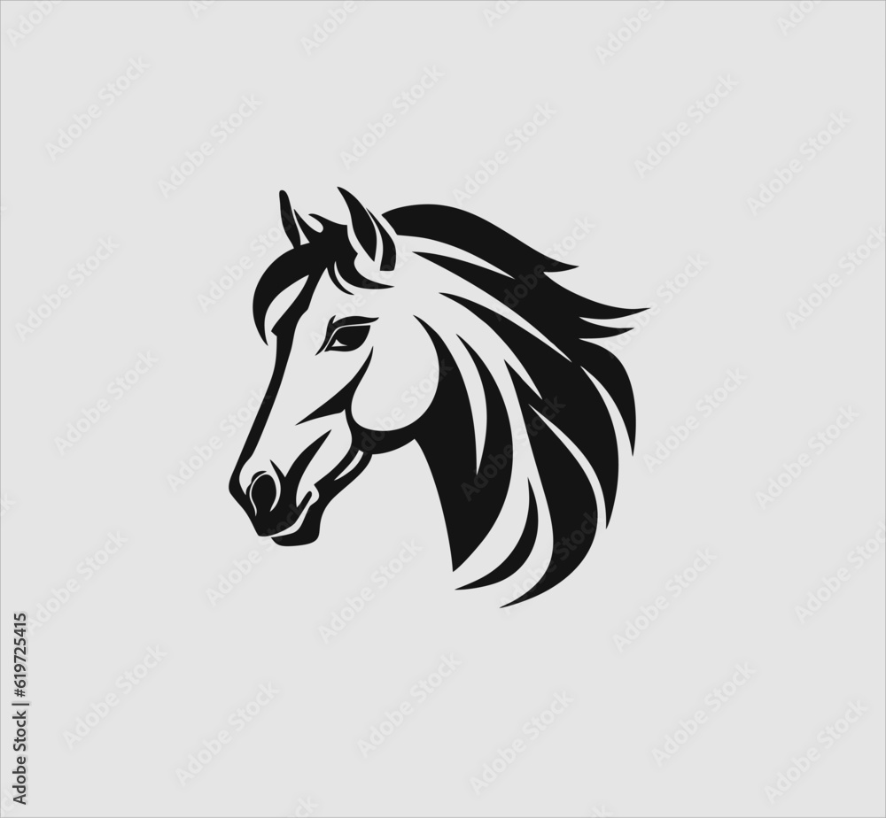 horse head logo simple and modern design, horse animal icon vector template