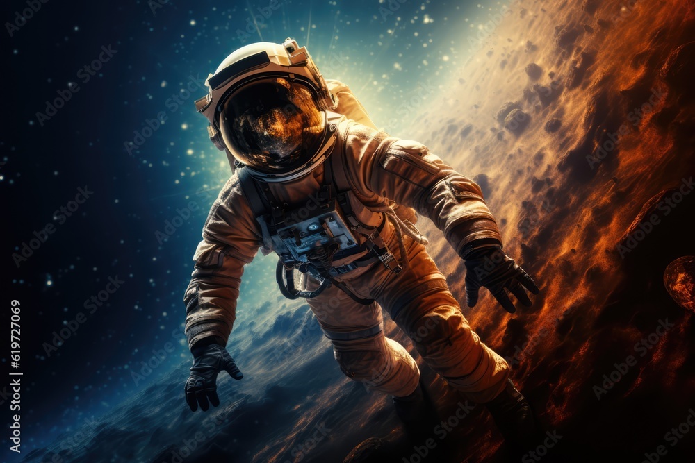 Fototapeta premium Astronaut exploring deep space