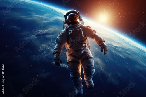 Astronaut exploring deep space photo