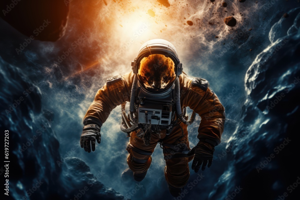 Fototapeta premium Astronaut exploring deep space