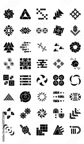 A collection sheet of Abstract element shape icons