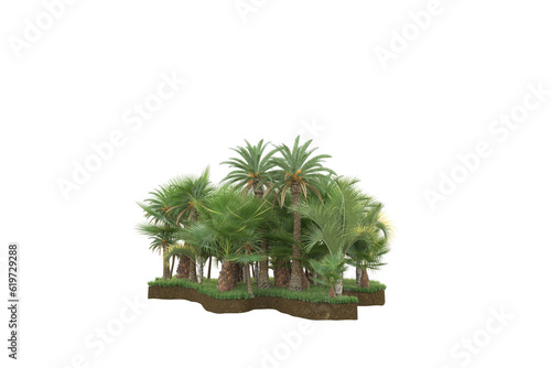 Fototapeta Naklejka Na Ścianę i Meble -  Tropical island isolated on transparent background. 3d rendering - illustration