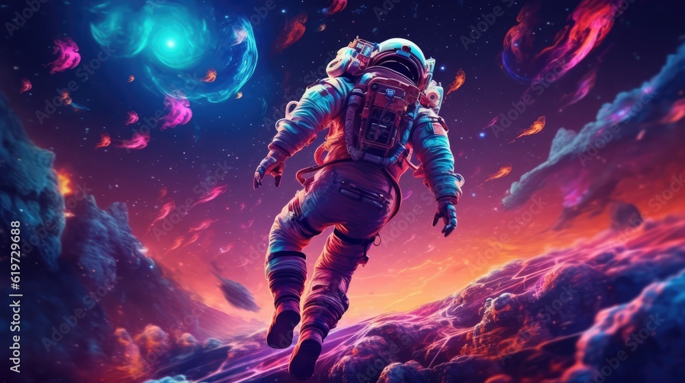 Fototapeta premium Astronaut exploring outer space concept