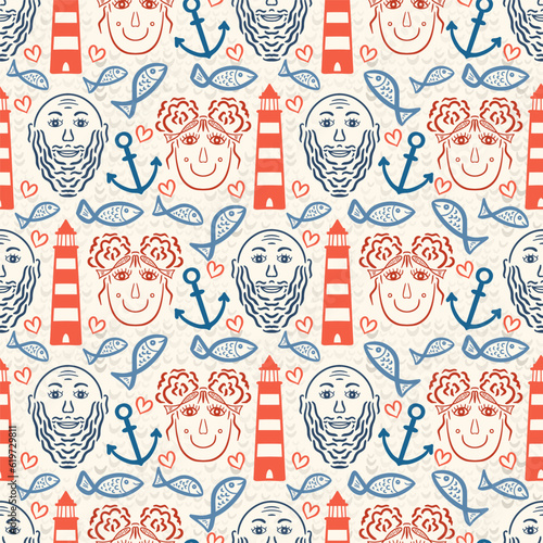 Maritime tatoos with sailors and mermaids