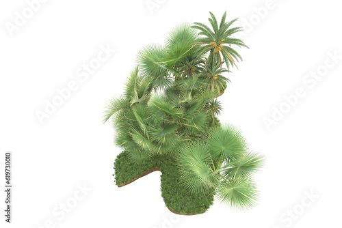 Tropical island isolated on transparent background. 3d rendering - illustration