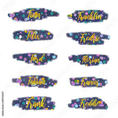 boy names that start with letter F, Finn, Franklin, Felix, Frederic, Ford, Florian, Fabian, Francis, Frank, Freddie, printable stickers, gift tags, labels