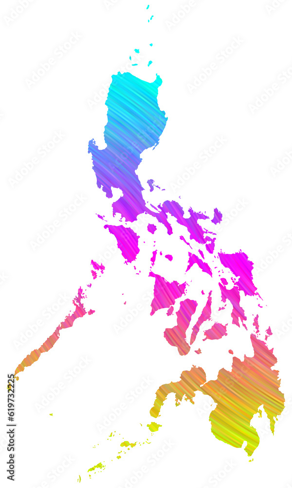 Obraz premium Philippines map in colorful halftone gradients. Future geometric patterns of lines abstract on transparent background.