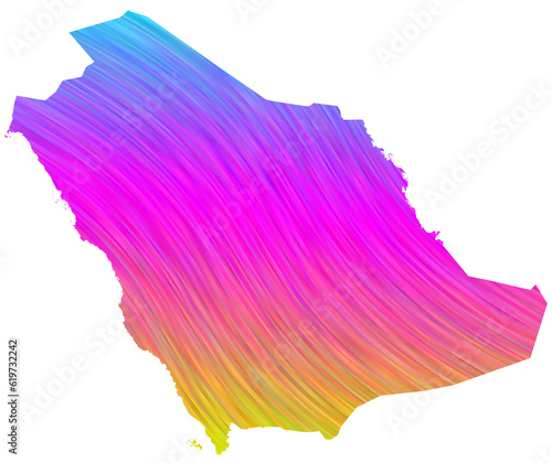 Saudi Arabia map in colorful halftone gradients. Future geometric patterns of lines abstract on transparent background.