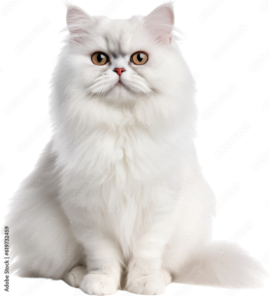 persian cat figure body style white background.