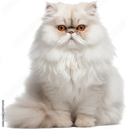 persian cat figure body style white background.