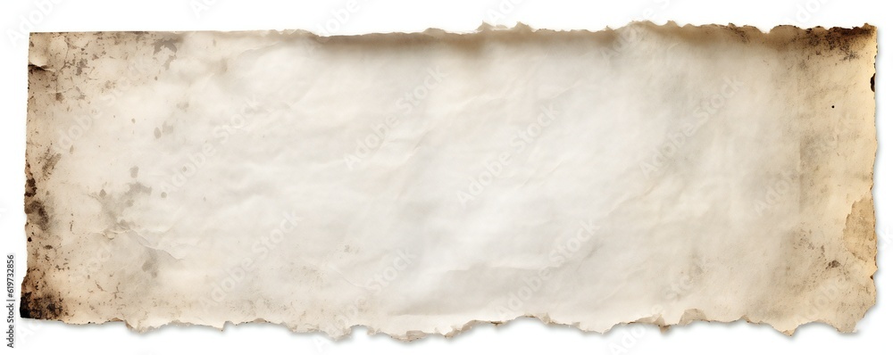 Old white paper horizontal banner on white background Generative AI 