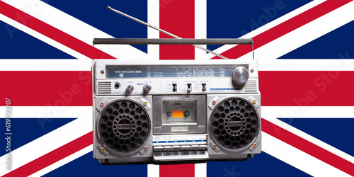 Quadro su tela Silver retro ghetto radio boom box cassette recorder from 80s