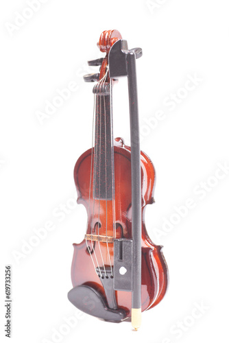 Violin with bow isolated on white background