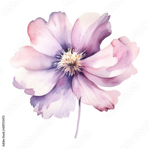 Fototapeta Naklejka Na Ścianę i Meble -  Colorful Flower watercolor illustration on a white background. Generative AI