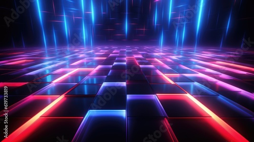 3d rendering, abstract futuristic neon background with glowing rising lines