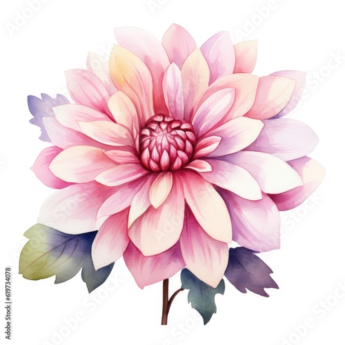 Colorful Flower watercolor illustration on a white background. Generative AI