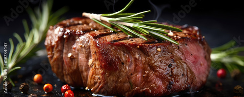 Grilled perfect medium beef Steak, generative ai