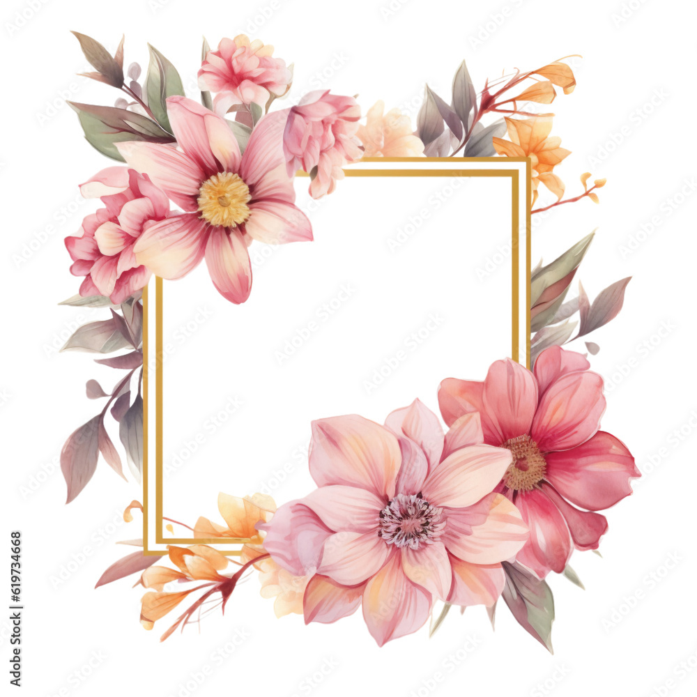 Pink Flowers Watercolor Clip Art, Watercolor Illustration, Flowers Sublimation Design, Flowers Clip Art.
