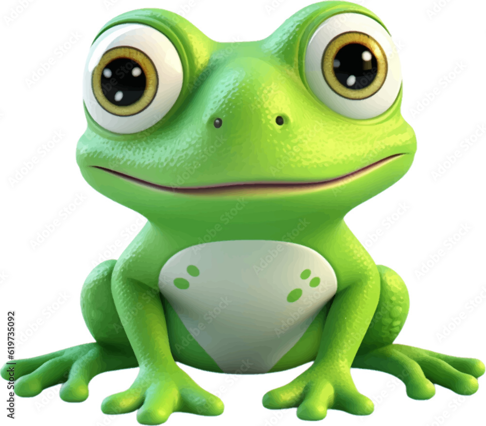 cute frog in 3d style white background. cute frog in 3d style white background.