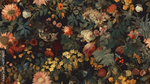 AI generated illustration of a vibrant beautiful floral background for wallpapers