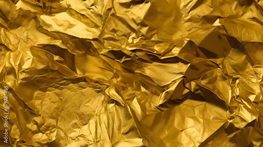 High detailed crumpled gold foil leaf shiny texture, abstract yellow wrapping paper seamless pattern for walllpaper, background and design art work High detailed crumpled gold foil leaf shiny texture, abstract yellow wrapping paper seamless pattern for walllpaper, background and design art work