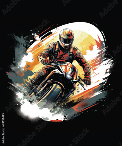 T- Shirt Design background with a motorcycle