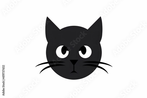 AI generated illustration of a black cartoon-like fur cat against a white background