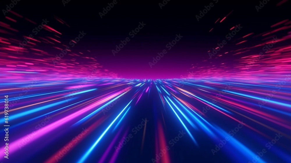 AI generated illustration of Abstract neon light streaks on a dark background AI generated illustration of Abstract neon light streaks on a dark background