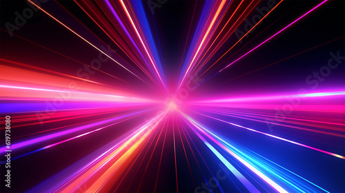 Abstract Neon Lights in High-Speed Motion  Vibrant Colors of Neon Lights in High-Speed Motion  Dynamic the Fast-Paced Motion and Abstract Glow. Generated AI