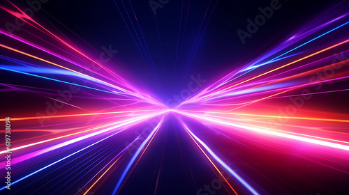 Abstract Neon Lights in High-Speed Motion: Vibrant Colors of Neon Lights in High-Speed Motion, Dynamic the Fast-Paced Motion and Abstract Glow. Generated AI