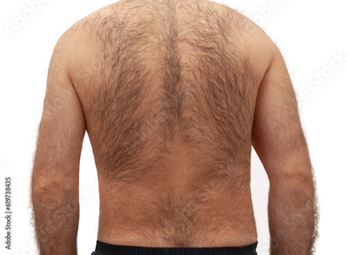 Принти на полотні Hairy back of a young man isolated on white background.