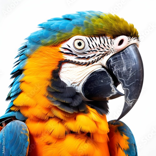An AI generated illustration of an endangered blue-throated macaw (Ara glaucogularis)