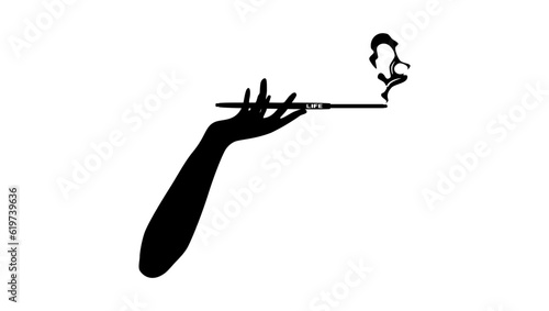 symbol of life, hand holding a lit cigarette