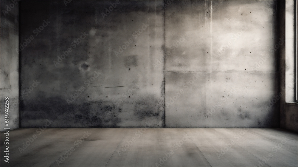 Empty room with gray concrete walls. Concept of psychological problems, emotional instability, frustration, depression Empty room with gray concrete walls. Concept of psychological problems, emotional instability, frustration, depression