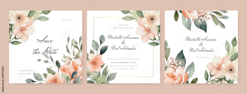Vector illustration of a beautiful floral frame for Wedding, anniversary, birthday and party. Design for banner, poster, card, invitation and scrapbook