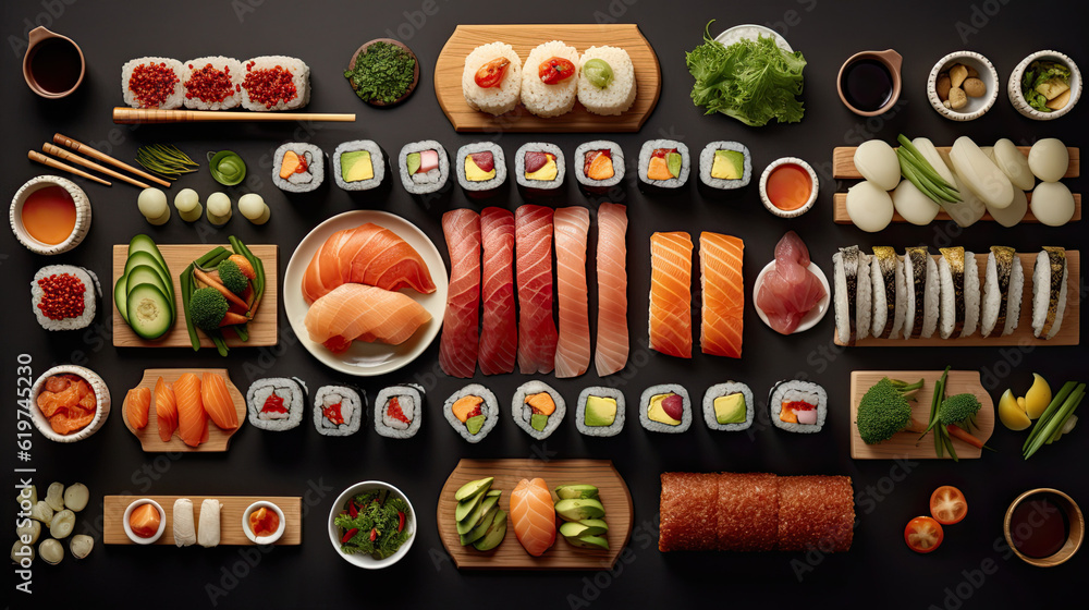 sushi dinner plate fish restaurant delicious gourmet - by generative ai sushi dinner plate fish restaurant delicious gourmet - by generative ai