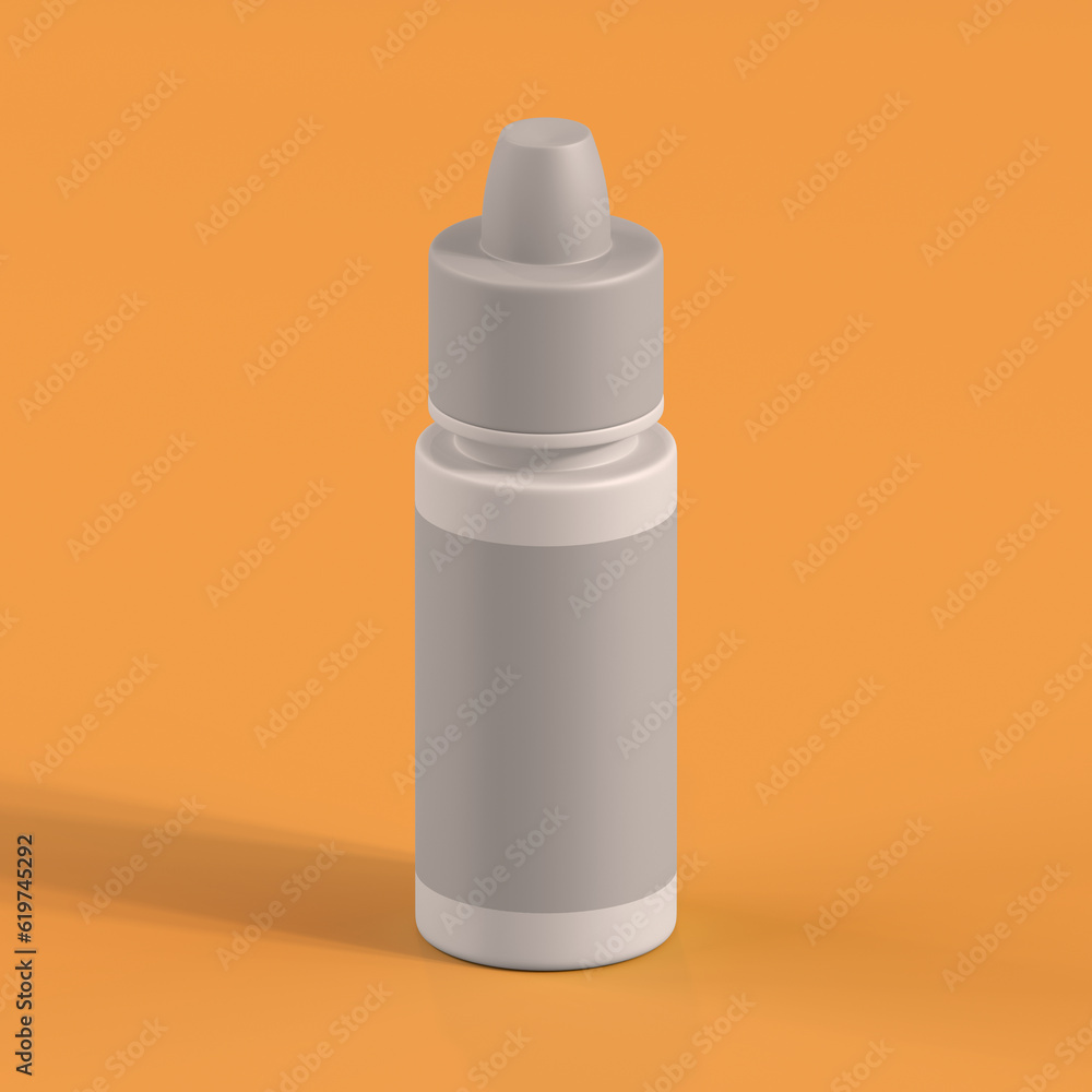 Monochrome Bottle on Orange Background, 3d Rendering Monochrome Bottle on Orange Background, 3d Rendering