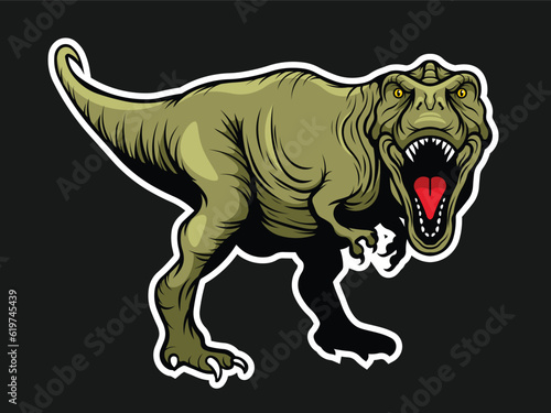 T-REX mascot. Tyrannosaurus Rex dino dinosaur king of the dinosaurs. Cartoon character illustration vector for sticker poster