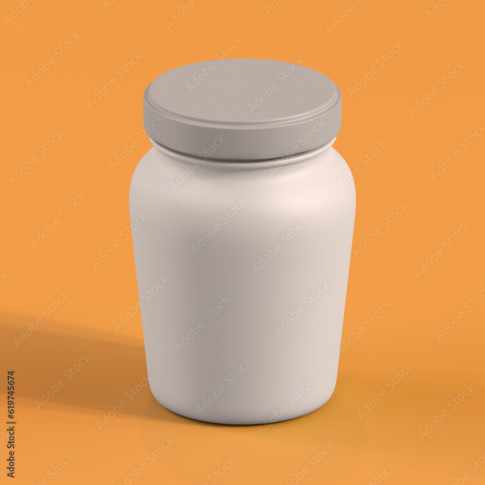 Monochrome Bottle on Orange Background, 3d Rendering Monochrome Bottle on Orange Background, 3d Rendering