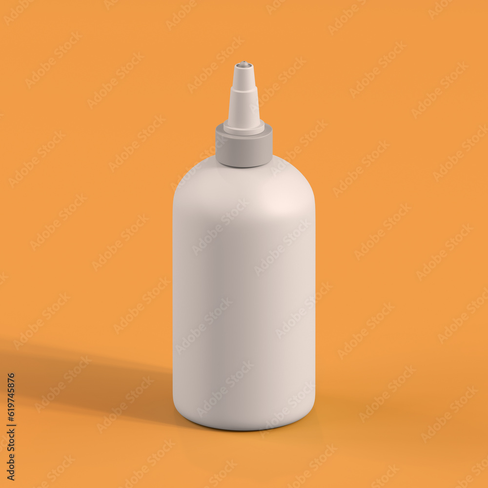 Monochrome Bottle on Orange Background, 3d Rendering Monochrome Bottle on Orange Background, 3d Rendering