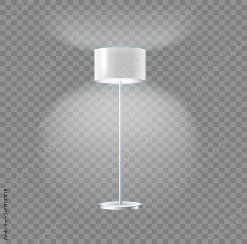 Realistic floor lamp. modern electric torchere with light isolated on transparent background. illustration light furniture set for illumination interior. Vector
