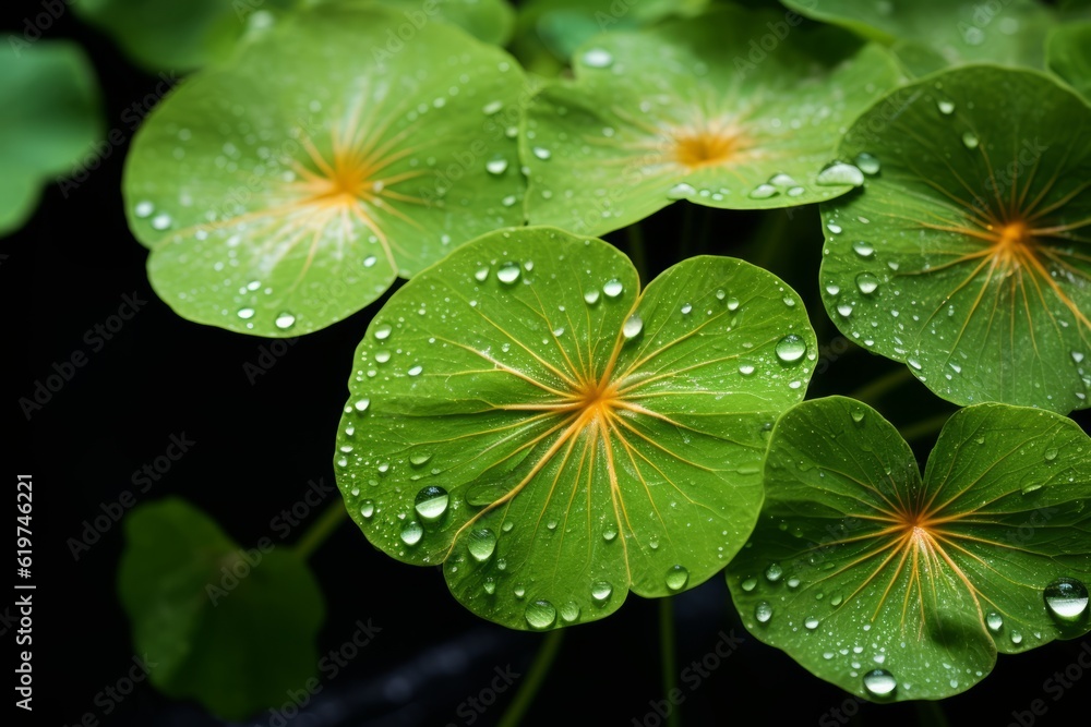 Photograph Of Nasturtium Leaf Natural Light, Generative AI Photograph Of Nasturtium Leaf Natural Light, Generative AI