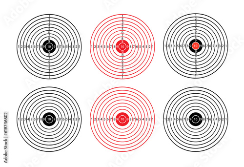Target with numbers for shooting at a shooting range.round target with a marked bulls-eye for shooting practice on the shooting range. Vector