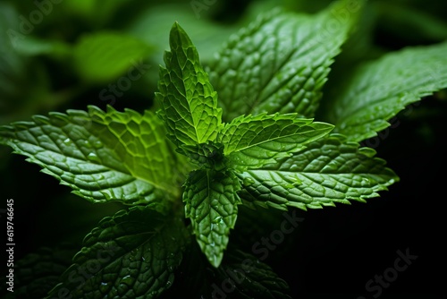 Photograph Of Peppermint Leaf Natural Light, Generative AI