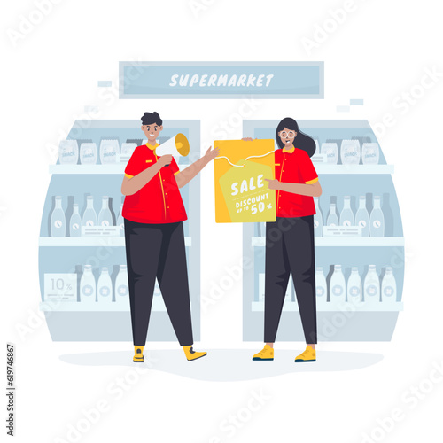 Supermarket store shopping promotion discount sale offer illustration photo