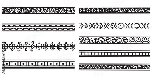Set of Border leas black vector collection