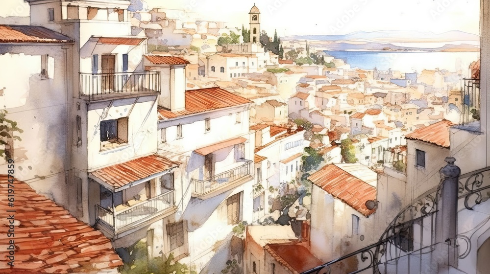light watercolors cities and monuments
