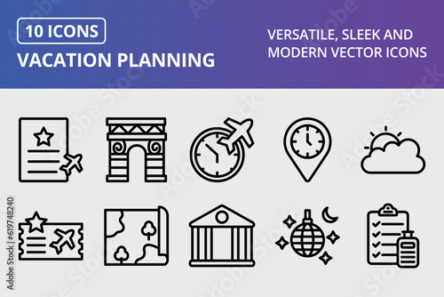  Vector Vacation Planning Icon Set

