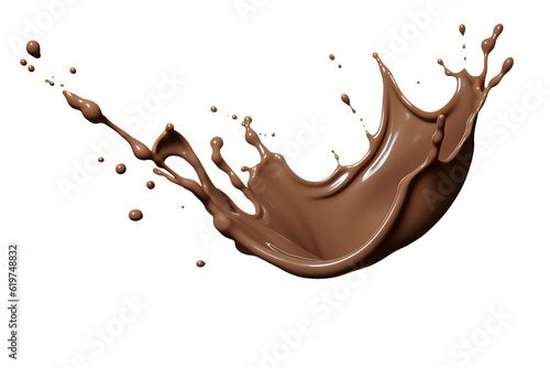 Isolated chocolate milk splash, isolated on transparent background cutout, png